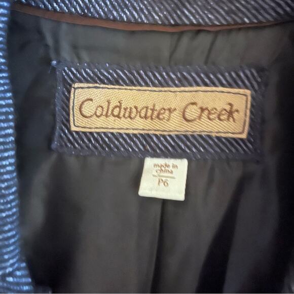 Y2K Coldwater Creek Sequin Embroidered Wool Blend Navy Blazer 6P Western Boho - Picture 7 of 8